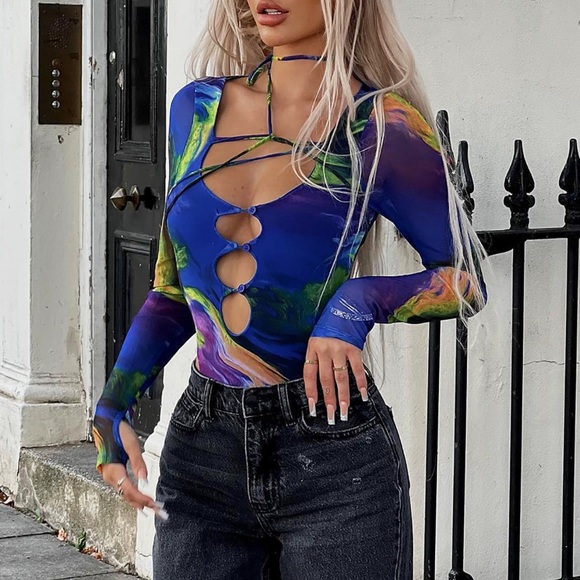 Blue mesh bodysuit - Picture 2 of 3